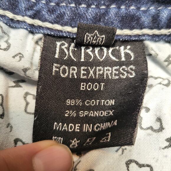 ReRock for Express Jeans Womens 6R Bootcut Stretch Distressed Embroidered Denim - Picture 5 of 11